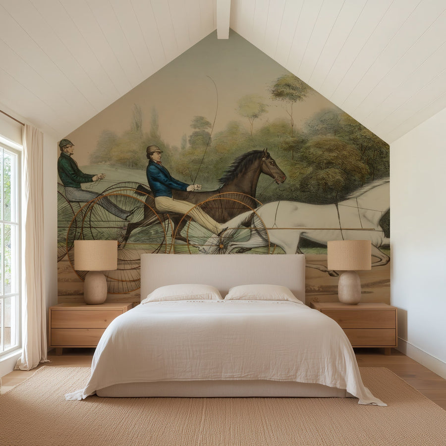 19th Century Horse Harness Race Mural Wallpaper