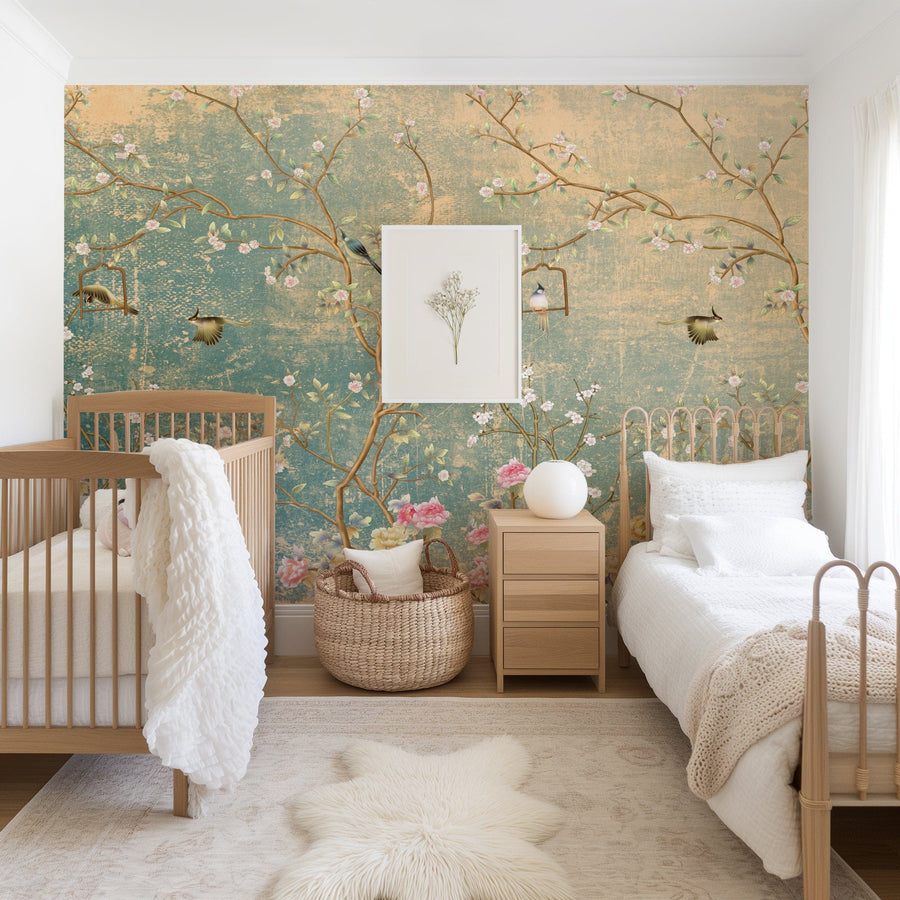 Vintage Florals on grunge Wallpaper Removable Wallpaper EazzyWalls Sample: 6''W x 9''H Canvas