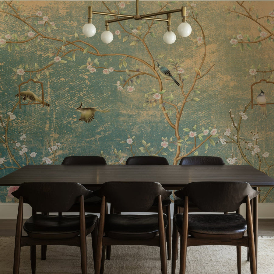 Vintage Florals on grunge Wallpaper Removable Wallpaper EazzyWalls Sample: 6''W x 9''H Canvas