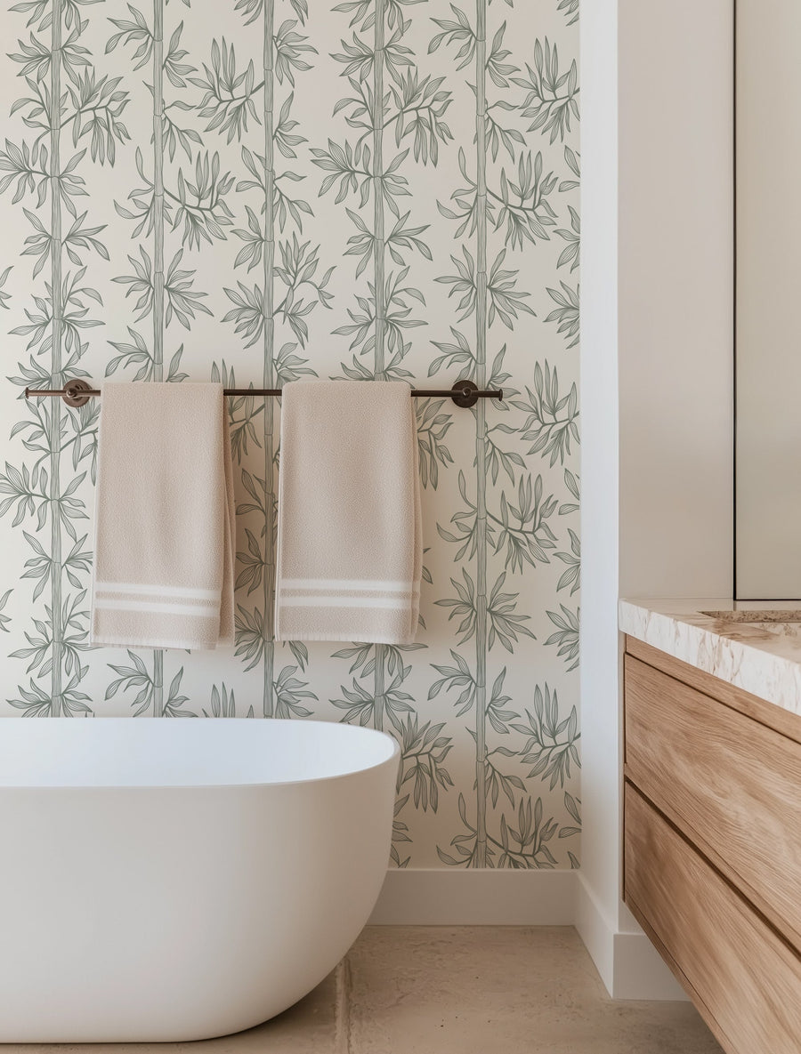 Bamboo Breeze Wallpaper - Peel and Stick Modern Botanical