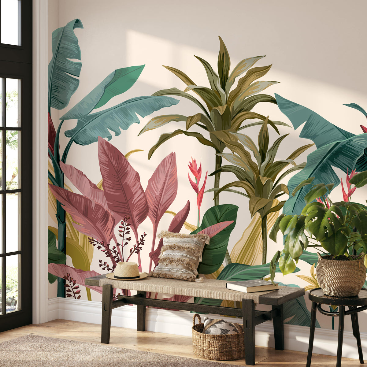 Tropical Jungle Wallpaper - Banana Leaf Mural for Lush Interiors ...