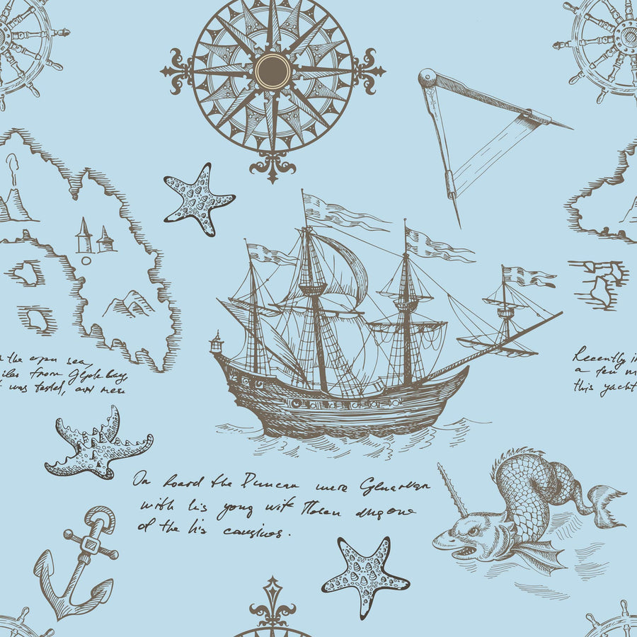 Vintage Nautical Map Blue Wallpaper