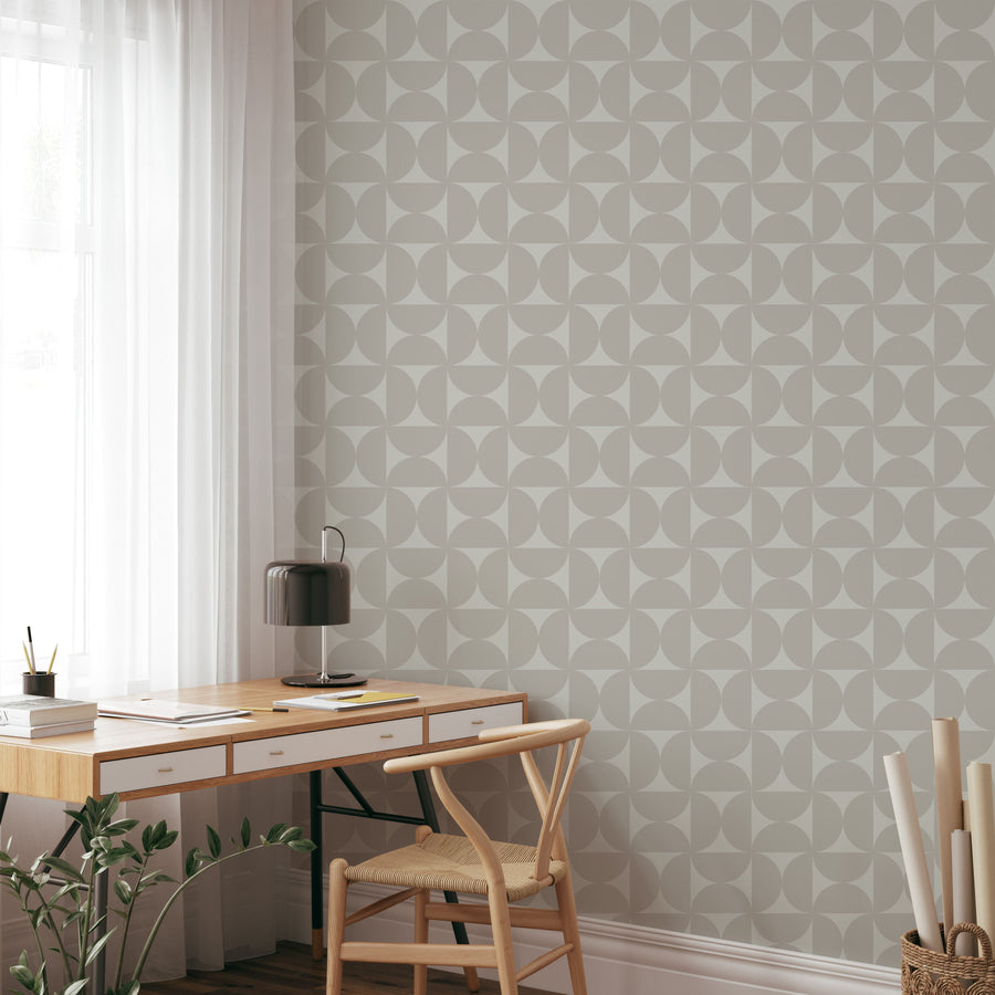 Modern Bold Abstract Greige Geometric Wallpaper