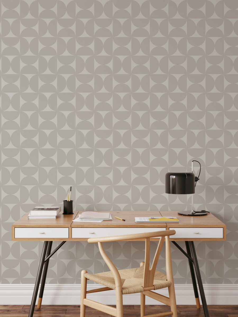 Modern Bold Abstract Greige Geometric Wallpaper