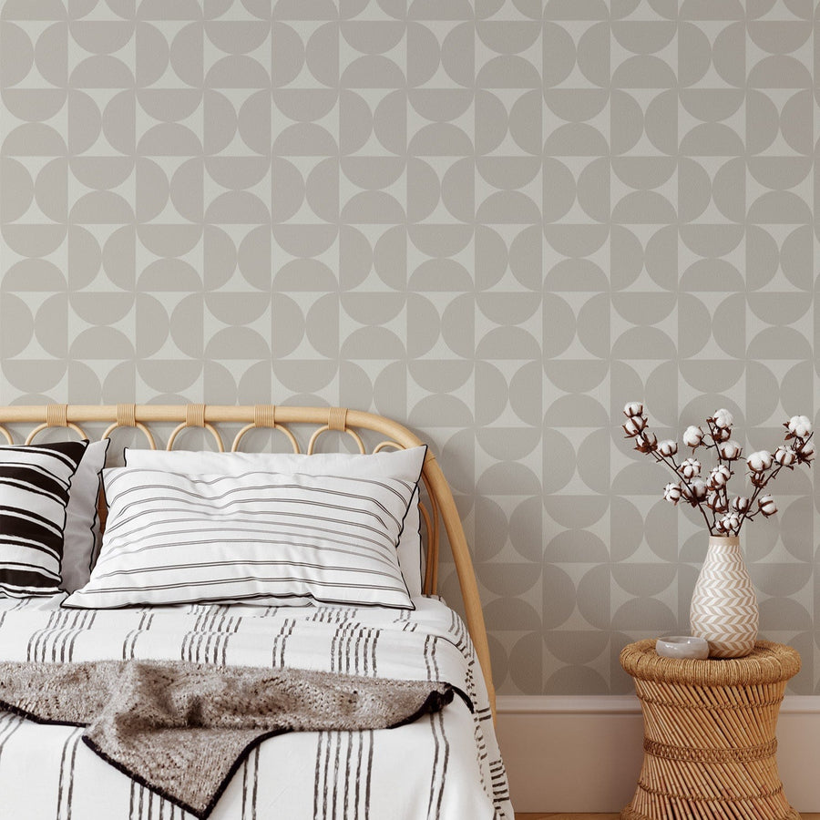 Modern Bold Abstract Greige Geometric Wallpaper