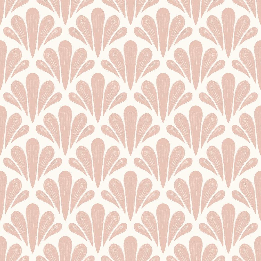 Brushstroke Scallops Wallpaper - Modern Art Deco Pattern in Soft Neutrals