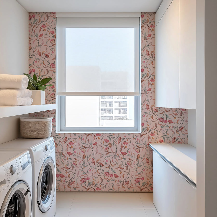 Rose Blush Botanica – Vintage Pink Floral Wallpaper for Bedrooms & Interiors