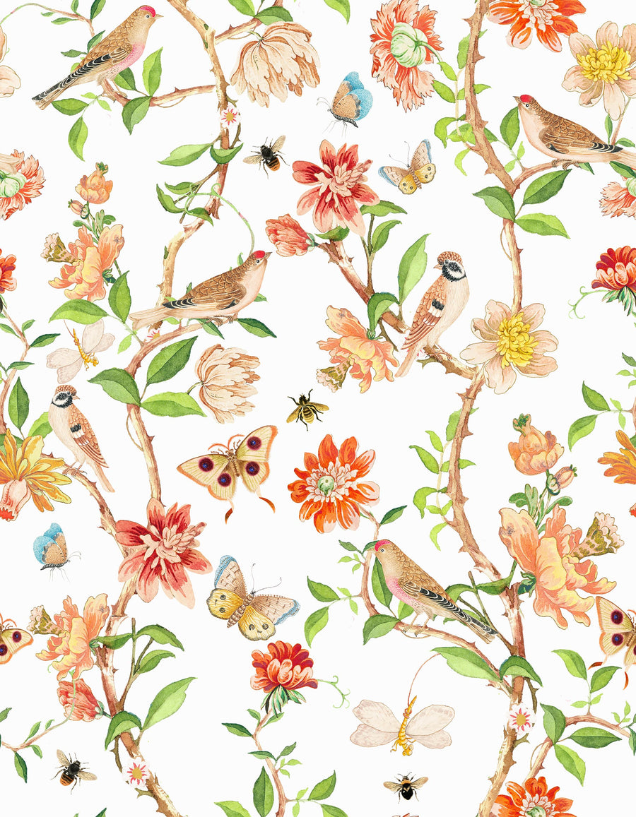 Chinoiserie Garden Wallpaper – Birds, Butterflies & Blooms