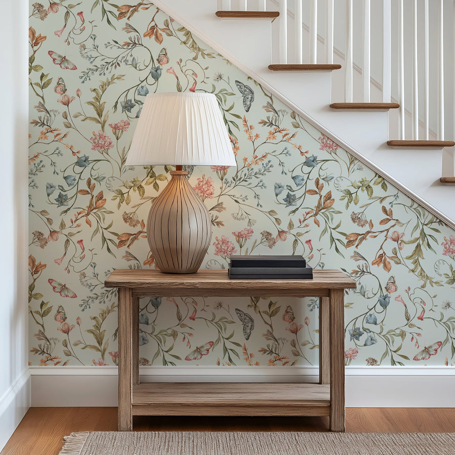 Cottage Meadow Bloom – Elegant Floral & Butterfly Wallpaper