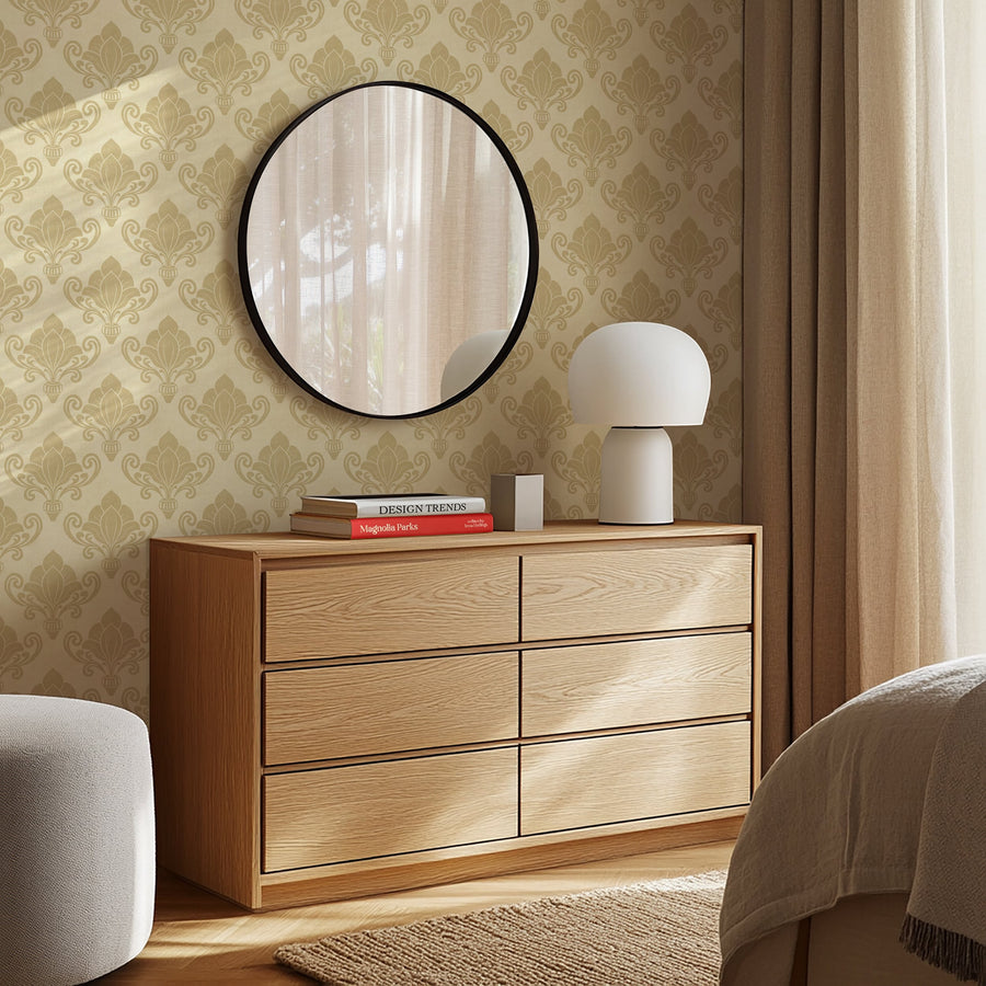 Rococo Reverie - Cream Damask Wallpaper