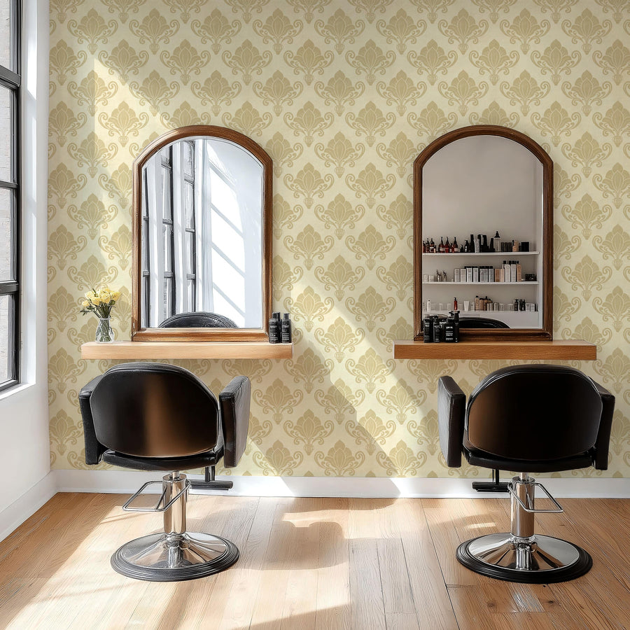 Rococo Reverie - Cream Damask Wallpaper