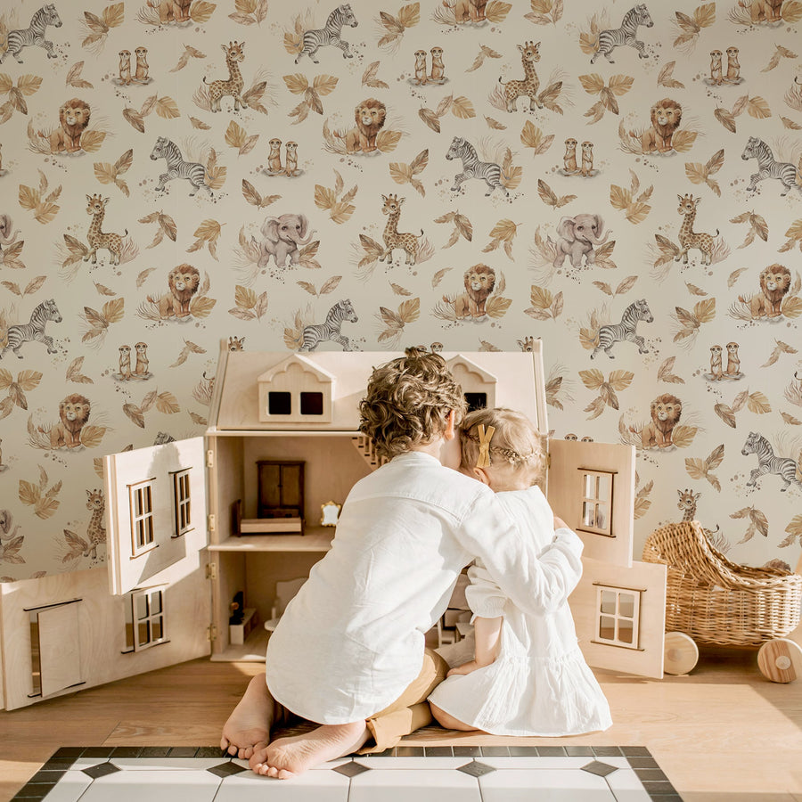 Safari Dreams – Neutral Safari Animal Wallpaper for Nurseries & Kids Rooms