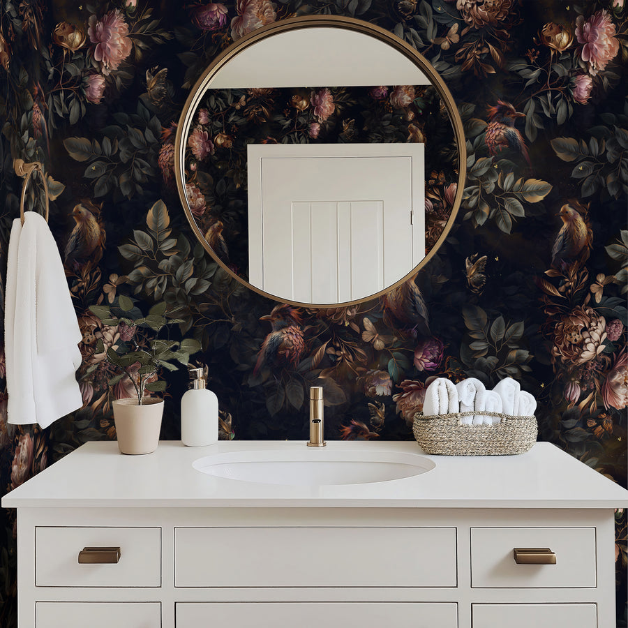 Dark Background Wallpaper Bird Removable Wall Covering