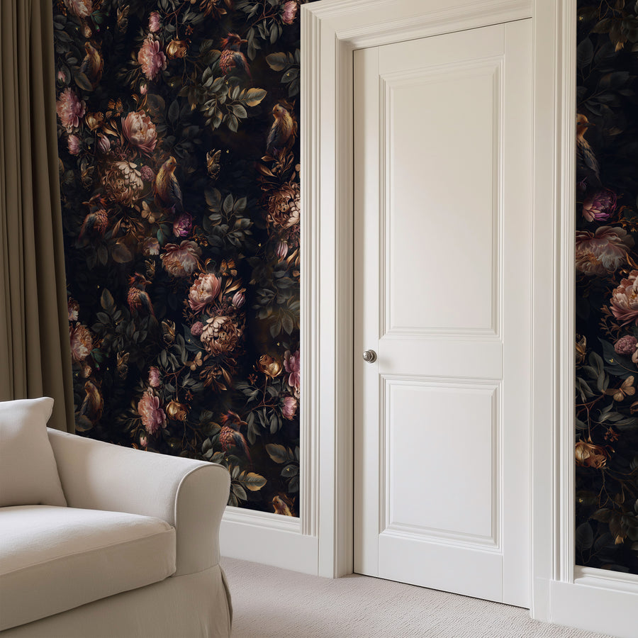 Dark Background Wallpaper Bird Removable Wall Covering