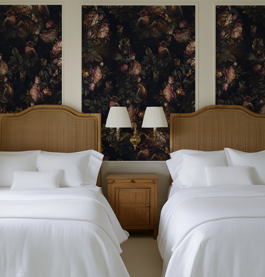 Dark Background Wallpaper Bird Removable Wall Covering