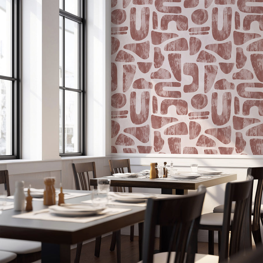 Mid-Century Modern Organic Shapes Wallpaper