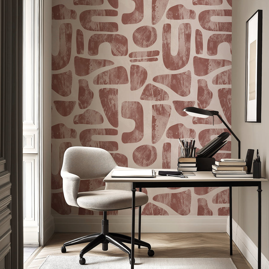Mid-Century Modern Organic Shapes Wallpaper