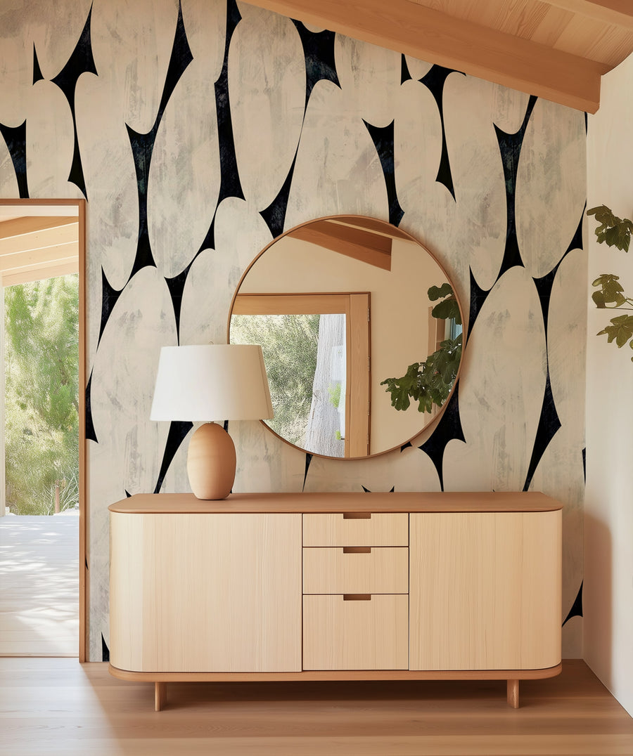 Modern Abstract Black and White Geometric Wallpaper