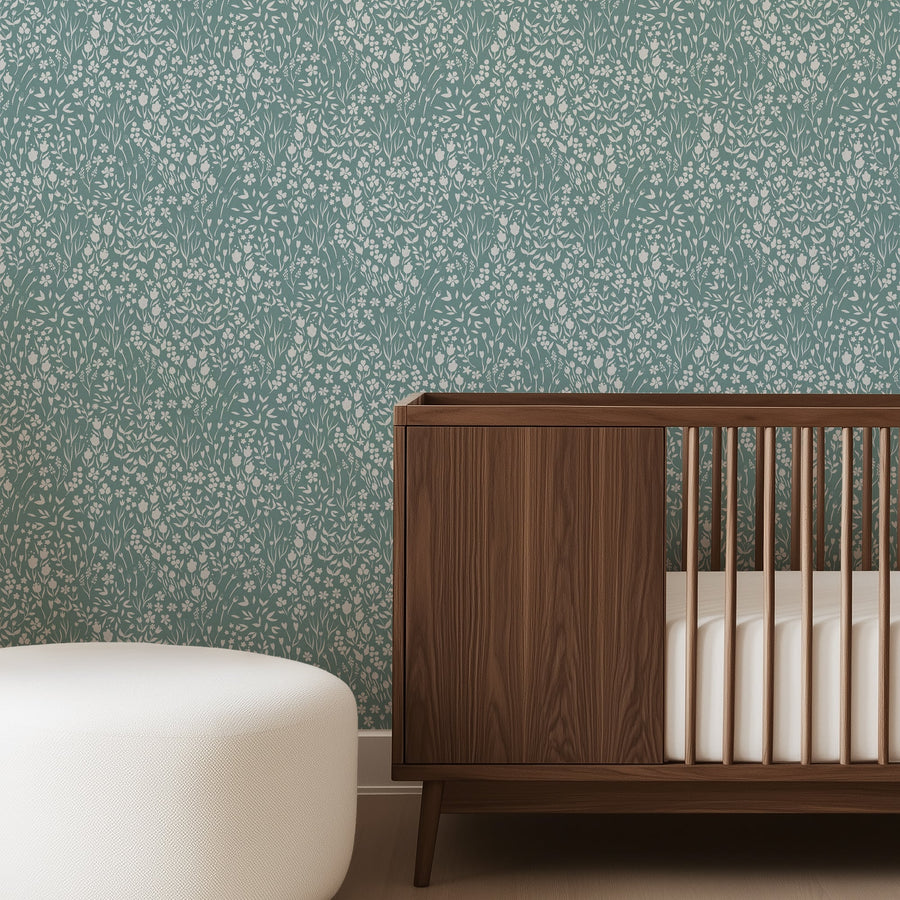 Vintage Ditsy Flowers Peel and Stick & Traditional Wallpaper