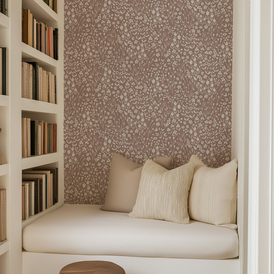 Vintage Ditsy Flowers Peel and Stick & Traditional Wallpaper