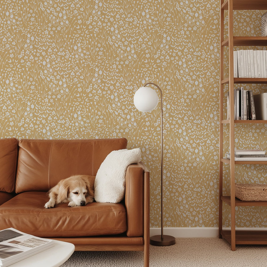 Vintage Ditsy Flowers Peel and Stick & Traditional Wallpaper