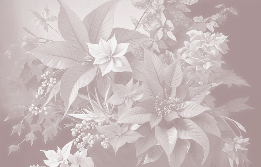 Dusty Mauve Vintage Botanical Wall Mural