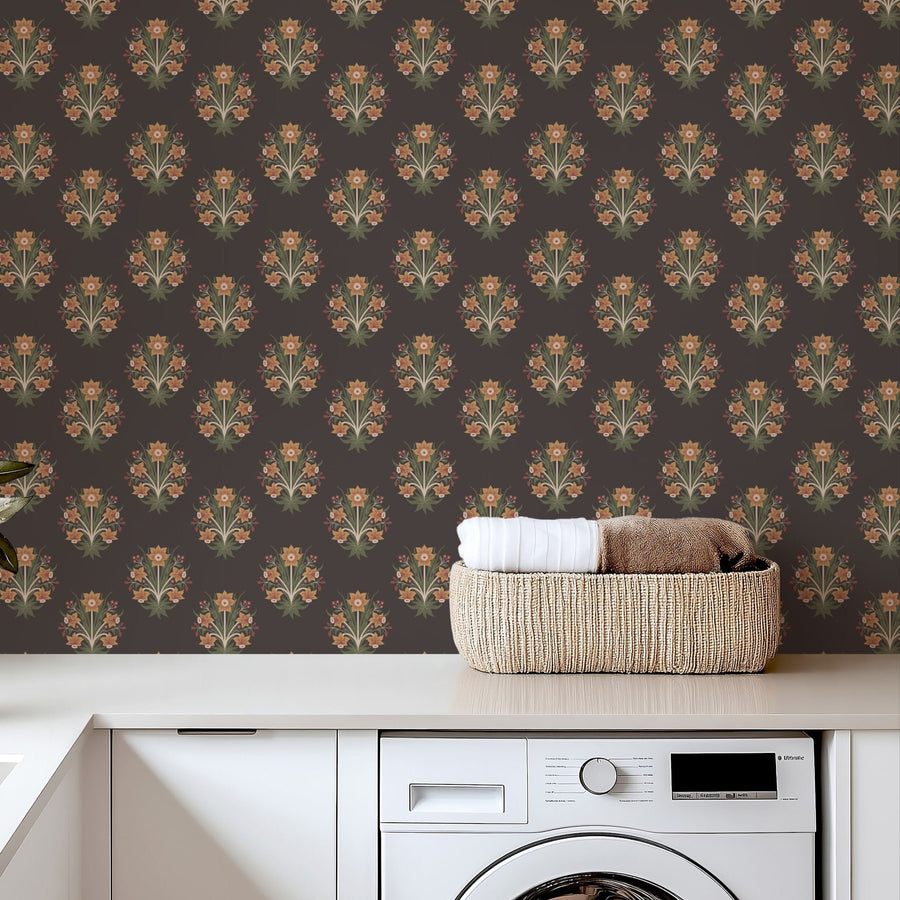 Elegant Daffodils Wallpaper in modern Laundry room