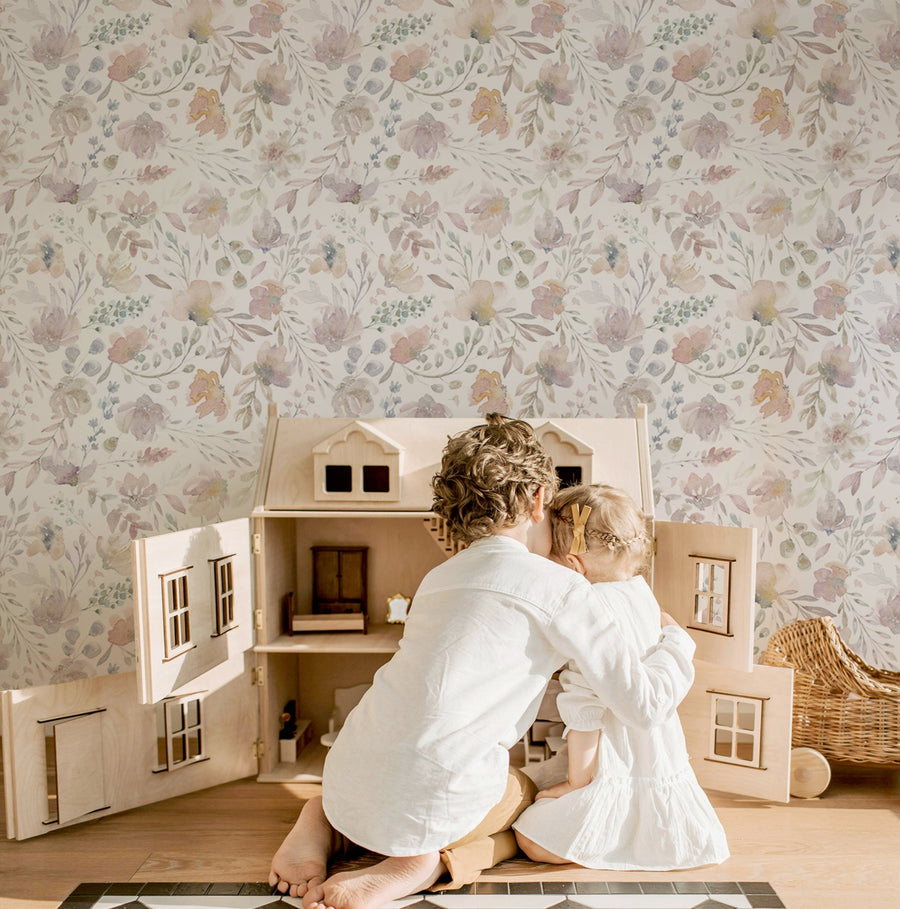 Delicate Watercolor Flowers Wall Mural Removable Wallpaper