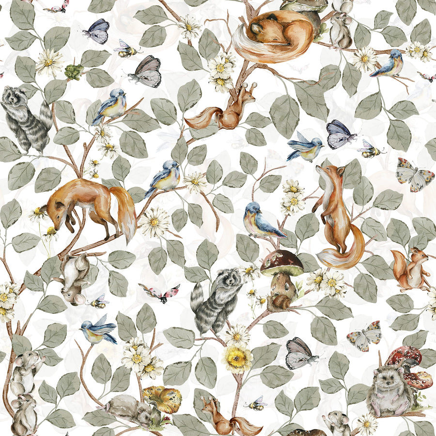 Woodland Animals Wallpaper – Fox, Bird & Forest Friends