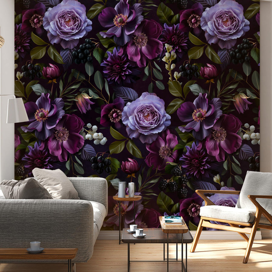 Dark Floral Gothic Wallpaper Peel and Stick