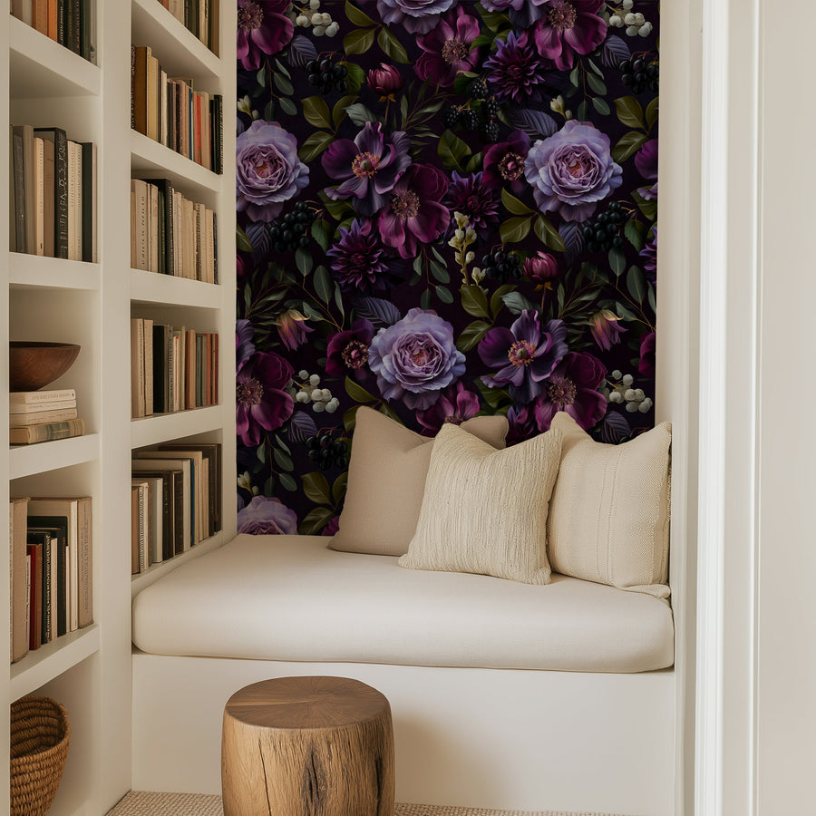 Dark Floral Gothic Wallpaper Peel and Stick