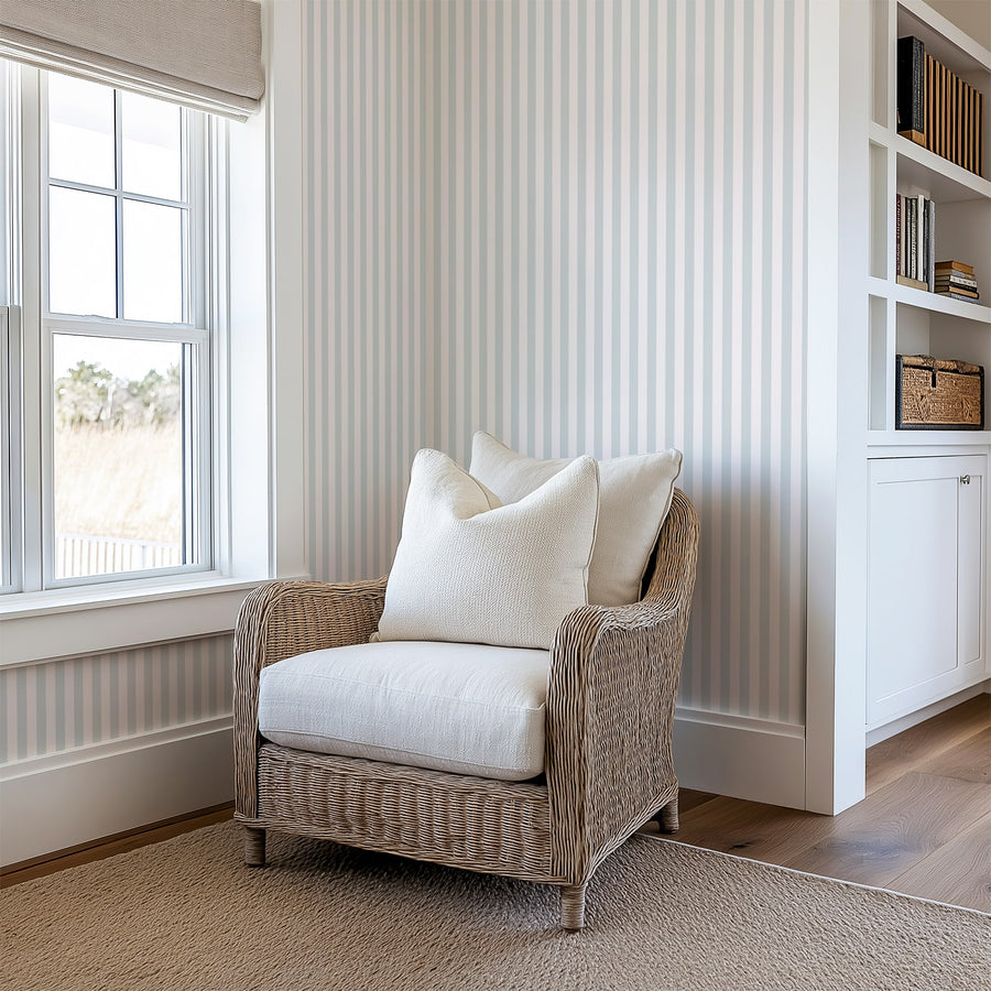 Seabreeze Stripes - Light Blue Vertical Striped Wallpaper