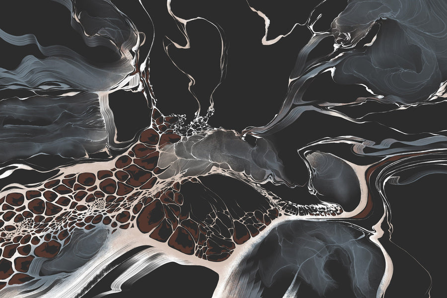 Luxury Abstract Black Marble Wall Mural - Modern Fluid Art Wallpaper