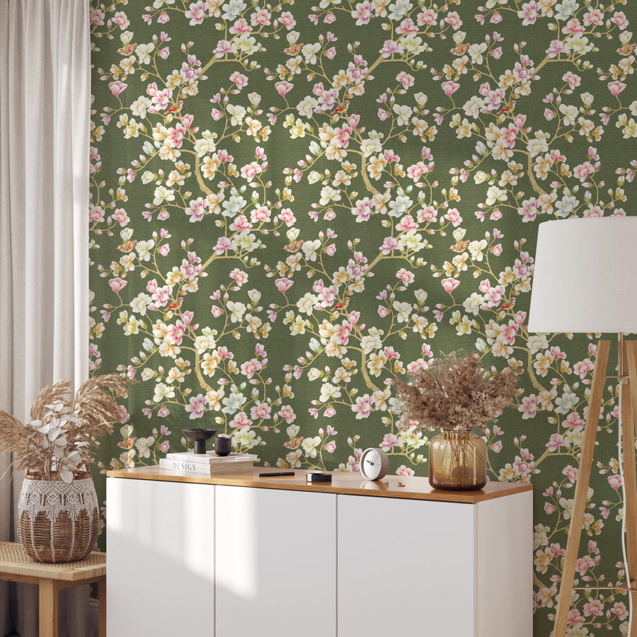 Green Background Wallpaper Magnolia Wallpaper image 4