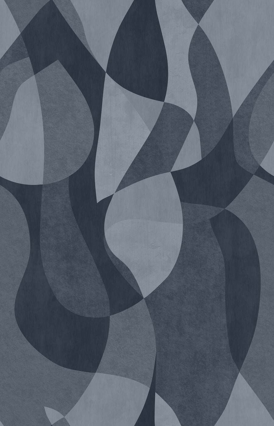 Mid-Century Abstract Curves Wallpaper – Navy & Slate Blue