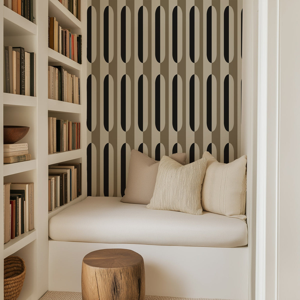 Image showcasing Architect's Curve - Mid-Century Modern Geometric Wallpaper – EazzyWalls