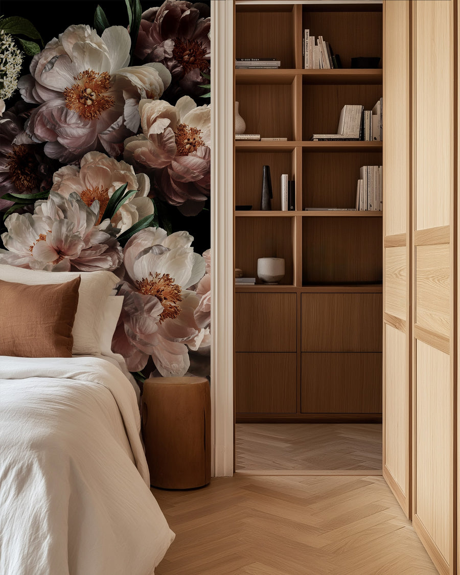 Midnight Bloom Dark Romantic Peony Wallpaper Mural