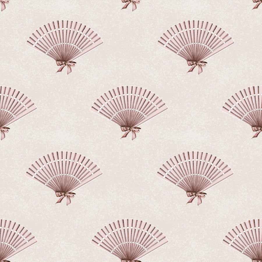 Neutral Pink Preppy Coquette Bow Fan Wallpaper