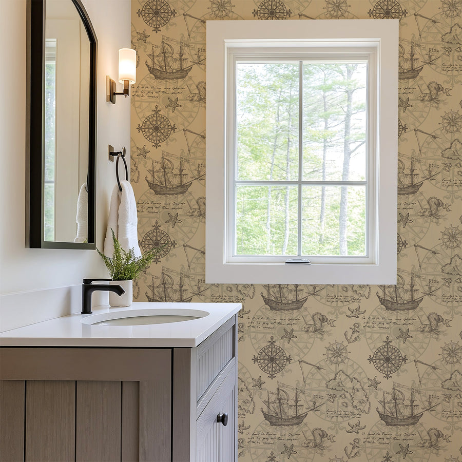 Vintage Nautical Compass Rose Wallpaper