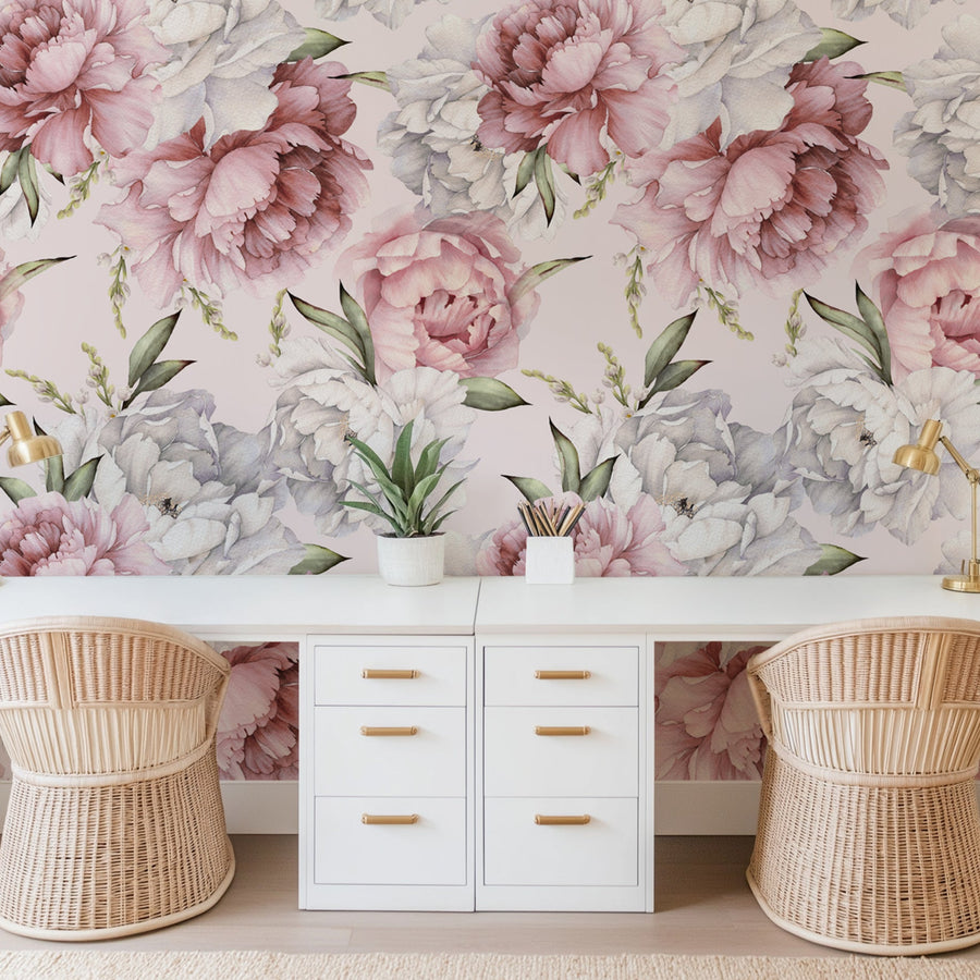 Peony Flower Wallpaper Peel and Stick
