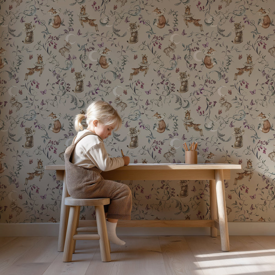 EazzyWalls Whimsical Forest Animals Wallpaper