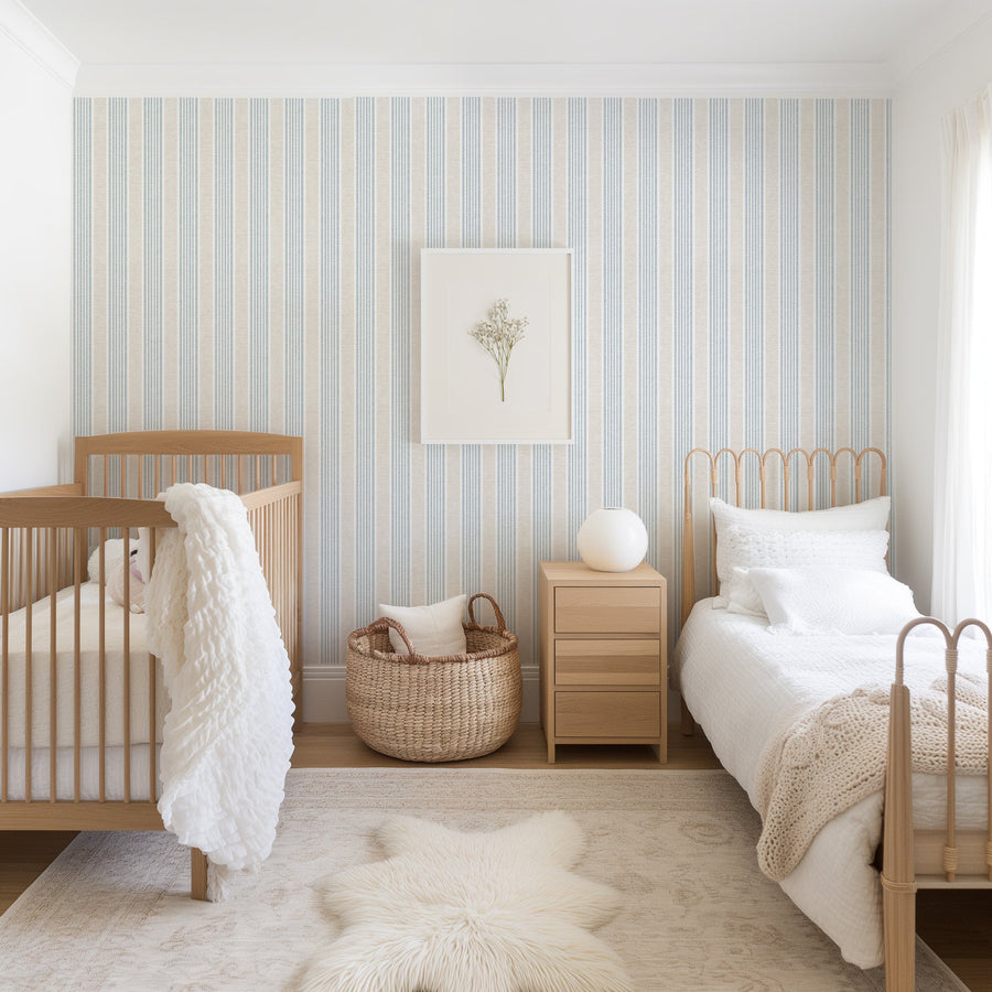 Nantucket Stripe Wallpaper - Classic Coastal Farmhouse Wallcovering