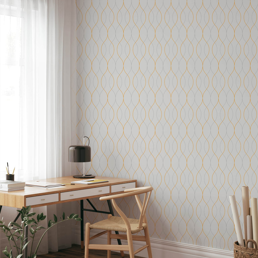 Modern Geometric Wave Wallpaper - Elegant Color Line Peel and Stick Wallpaper