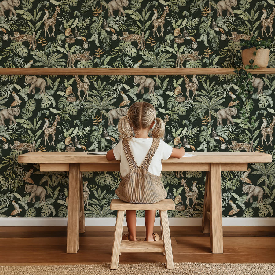 Safari Serenade Tropical Jungle Wallpaper - Peel and Stick & Traditional