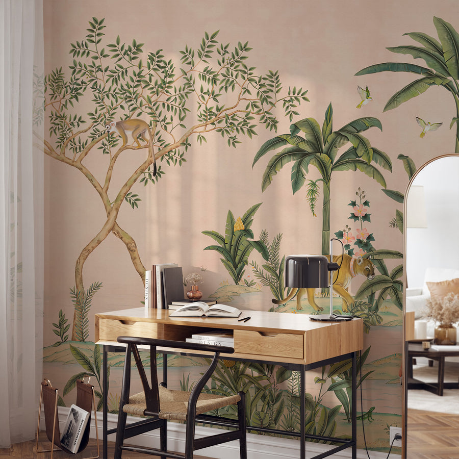 Edo Hibiscus Indian Tropical Wallpaper Mural