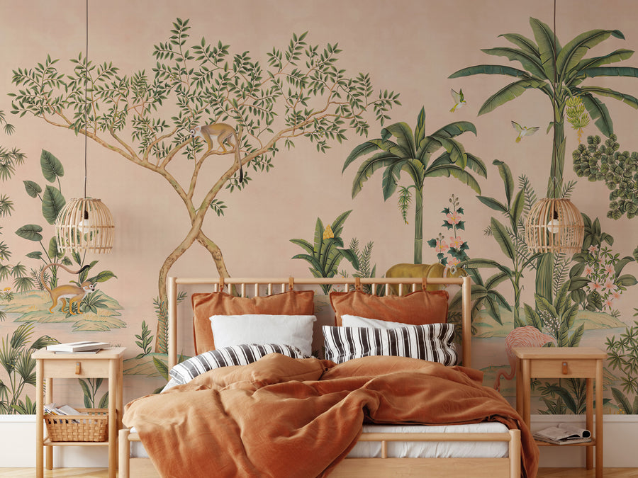 Edo Hibiscus Indian Tropical Wallpaper Mural