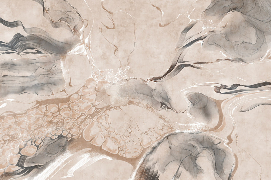 Abstract Marble Wall Mural - Organic Earthy Tones & Fluid Art Wallpaper