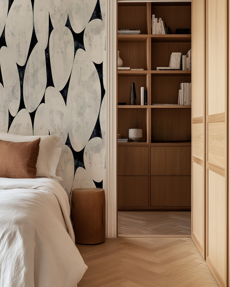 Modern Abstract Black and White Geometric Wallpaper