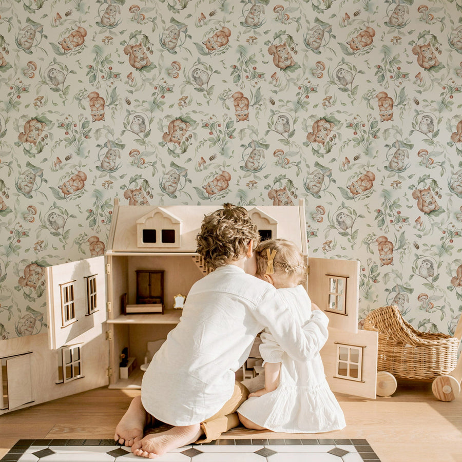 Woodland Whimsy Wallpaper - Enchanting Animals & Nature-Inspired Wallcovering