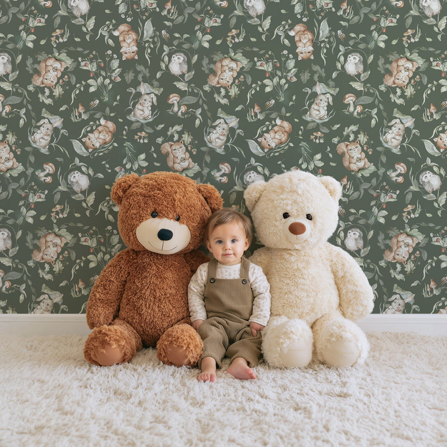 Forest Friends Wallpaper – Storybook Animals Woodland Wallcovering